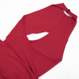 Women Fake Two-Piece Cross Hollow Out Sleeveless Bodycon Dress