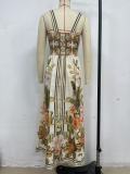 Women Summer V Neck Print Dress