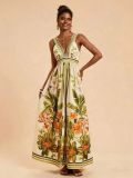 Women Summer V Neck Print Dress