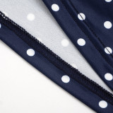 Women Polka Dot Print Strapless Top & Capri Pants Two Piece Set