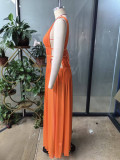Women Large Hollow Out Backless Sexy V Neck Sleeveless Dress
