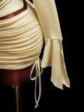 Women Holiday Sexy Bikini Top Cover Up & Bodycon Mini Skirt Three Piece Set