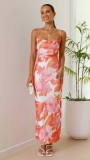 Women Summer Print Sleeveless Sexy Bodycon Strap Dress