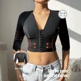 Women Yoga Body Shaping Lace 3/4 Sleeve Top