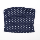 Women Polka Dot Print Strapless Top & Capri Pants Two Piece Set