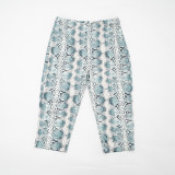 Women Summer Snakeskin Print Strapless Top & Capri Pants Two Piece Set