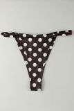 Women Polka Dot Print Halter Neck Backless Sexy Lace-Up Two Piece Swimsuit
