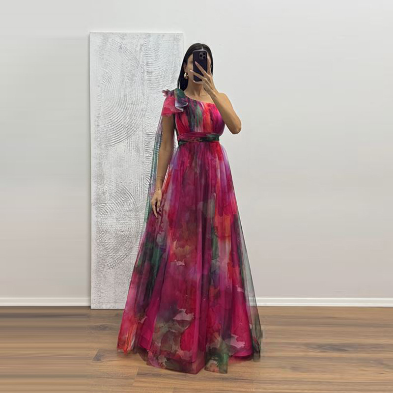 Mesh Printed Strap Dress for Summer Holiday Vacations