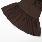 Women Knot Ring Tie Backless Dress