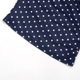 Women Polka Dot Print Strapless Top & Capri Pants Two Piece Set