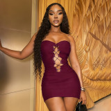 Women Summer Sexy Strapless Lace-Up Sleeveless Mini Dress