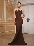 Women Strapless Sequin Mermaid Maxi Dress Formal Party Evening Dress