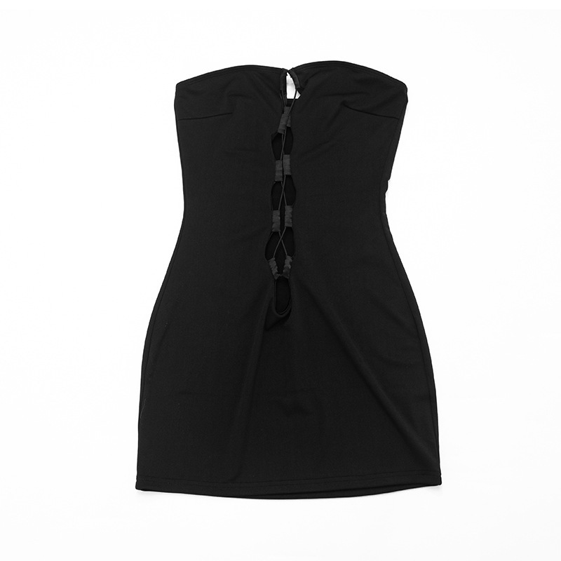 Strapless Lace-Up Sleeveless Mini Dress for Summer Parties