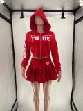 Women's Autumn & Winter Elegant Printed Long Sleeve Hoodie and Skirt Set
