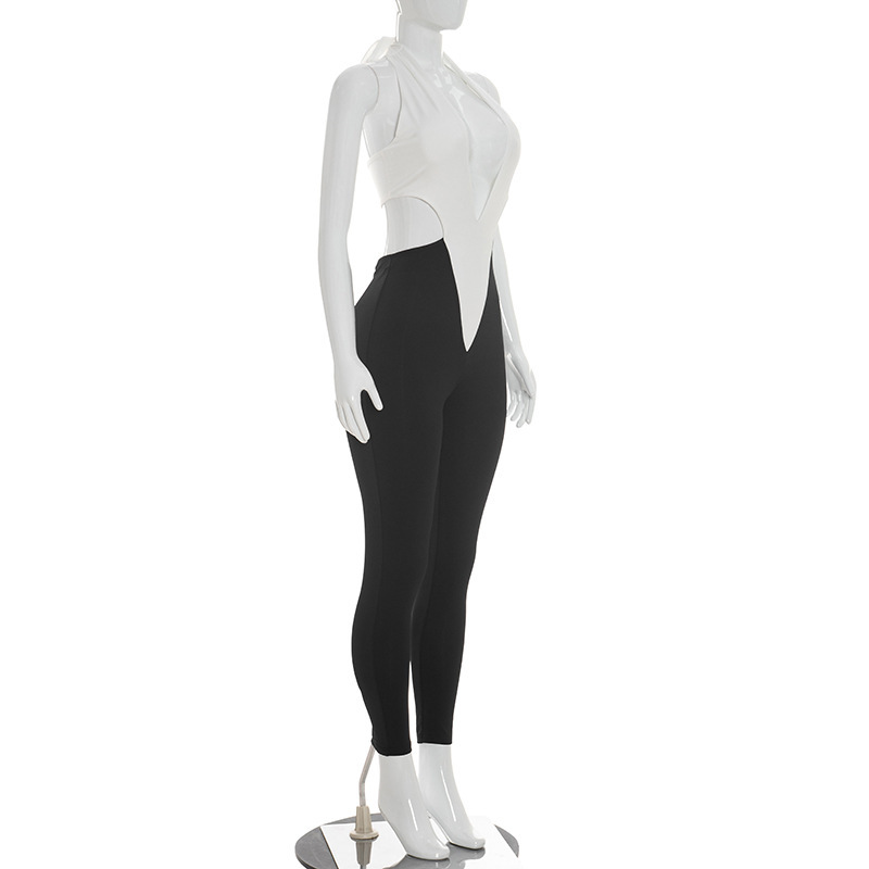 V-Neck Halter Tie Jumpsuit for Summer Parties