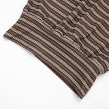 Women Spring & Summer Casual Striped Polo Neck T-Shirt Top
