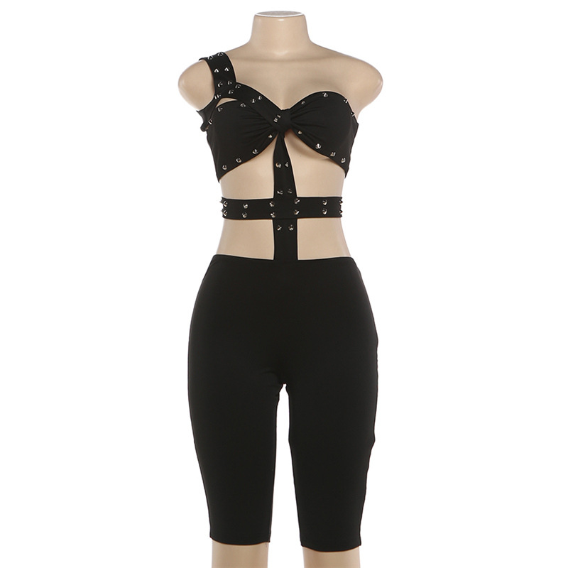 Rivet Hollow-Out Jumpsuit for Spring Club Nights
