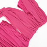 Women Summer Sexy Off Shoulder Mesh Hollow Out Lace-Up Dress