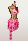 Women Color Block Sexy Casual Hot Holiday Lace-Up Three Piece Swimsuit