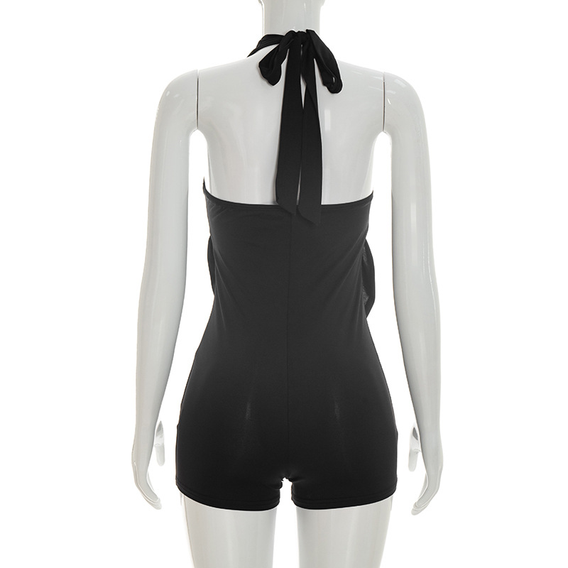 Solid Hooded Halter Neck Jumpsuit for Spring Streetwear
