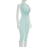 Women's Summer Droop Neck Backless Tie-Up Jumpsuit