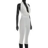 Women's Summer Droop Neck Backless Tie-Up Jumpsuit