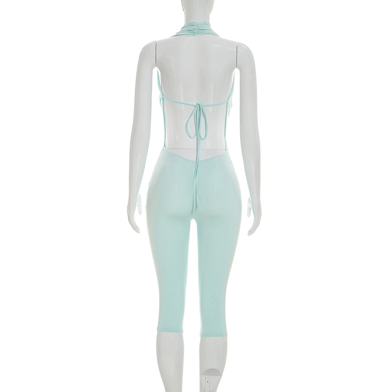 Draped Neck Backless Tie-Up Jumpsuit for Summer Evenings