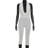 Women's Summer Droop Neck Backless Tie-Up Jumpsuit