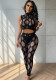 Summer Women's See-Through Sleeveless High Neck Tight Two-Piece Pants Set