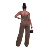 Summer Women's Casual Strapless Wide Leg Jumpsuit