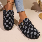 Plus Size Women's Plaid Platform Slippers