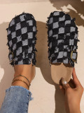 Plus Size Women's Plaid Platform Slippers