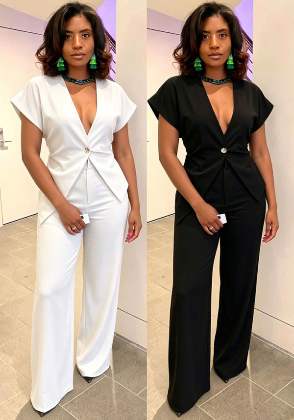Women's Elegant Career V-Neck Irregular Blazer Set