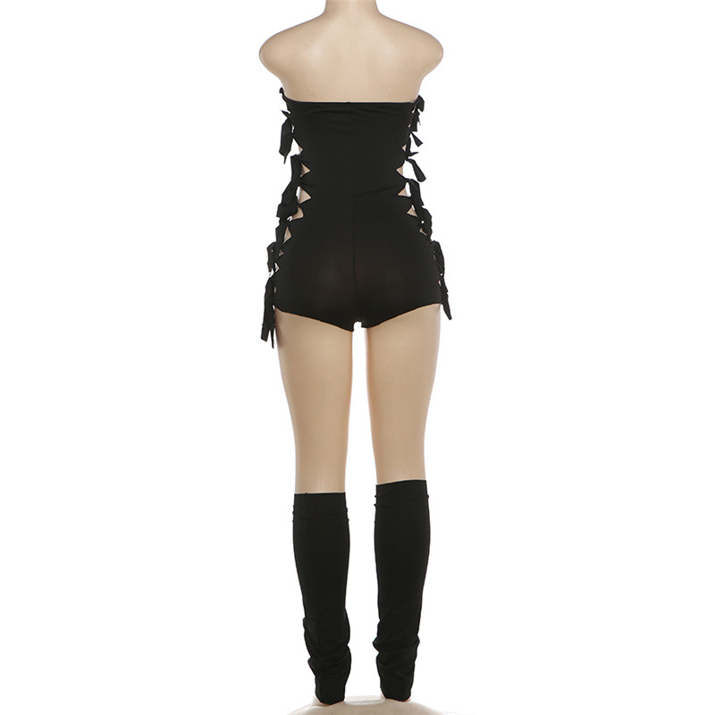 Strapless Lace-Up Hollow Jumpsuit Set for Summer Parties