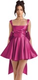 Women's Satin Bow Strap Cocktail Mini Dress（Processing time need 3-6 days）