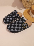 Plus Size Women's Plaid Platform Slippers