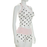 Summer Women's Sweet Polka Dot Halter Neck Tight Shorts Set