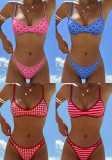 Summer Women's Printed Lace-Up Low Waist Bikini Two-Piece Swimwear