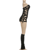 Summer Women's Strapless Lace-Up Hollow Jumpsuit Set