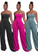 Summer Women's Casual Strapless Wide Leg Jumpsuit