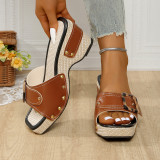 Plus Size Women's Platform Studded Sandals