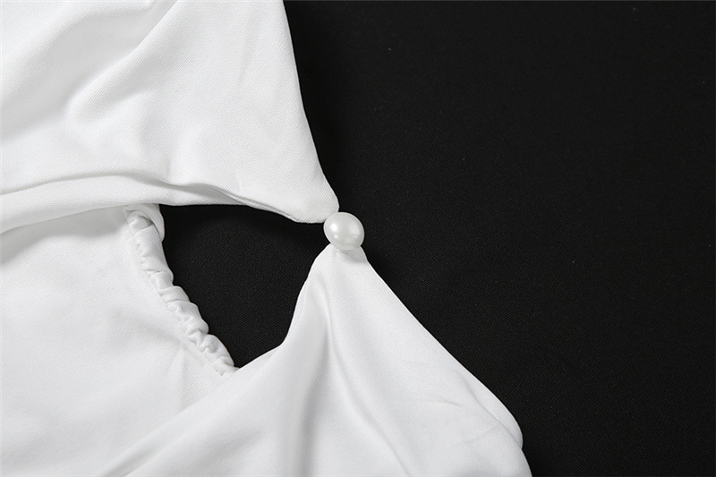 Solid Ruched Hollow-Out Bodycon Dress for Summer Evenings