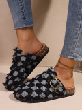 Plus Size Women's Plaid Platform Slippers