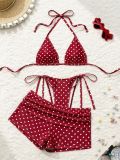 Summer Women's Polka Dot Bikini Three-Piece Set