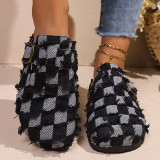 Plus Size Women's Plaid Platform Slippers