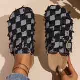 Plus Size Women's Plaid Platform Slippers