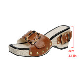 Plus Size Women's Platform Studded Sandals