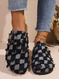 Plus Size Women's Plaid Platform Slippers
