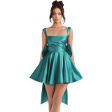 Women's Satin Bow Strap Cocktail Mini Dress（Processing time need 3-6 days）