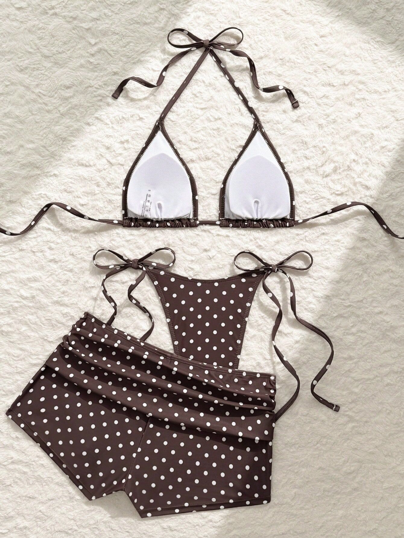 Polka Dot Three-Piece Bikini Set for Summer Holidays
